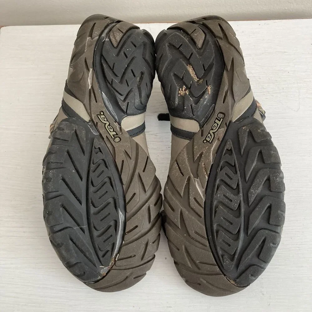 TEVA Mens Volterra Hiking Sports Sandals Brown Orange Striped Comfort Size 7